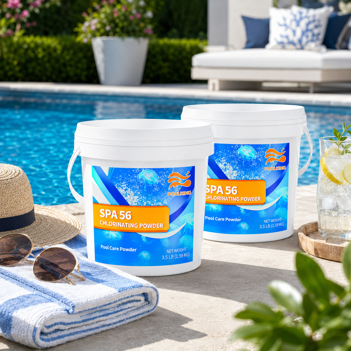 2-Bucket Instant Chlorine Pellets Value Pack (3.5 lbs Per Bucket, 7 lbs Total) | EPA-Registered | Fast-Acting Pool Sanitizer | Hassle-Free Cleaning | Inground & Above Ground Pools