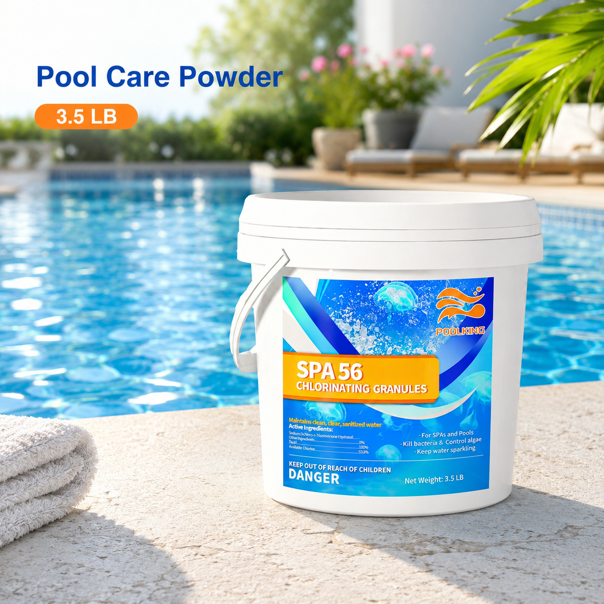 Quick Water Rescue: 3.5 LB Instant Chlorine Powder | Rapid Sanitizer for Emergency Disinfection of Pools, Spas, and Ornamental Ponds