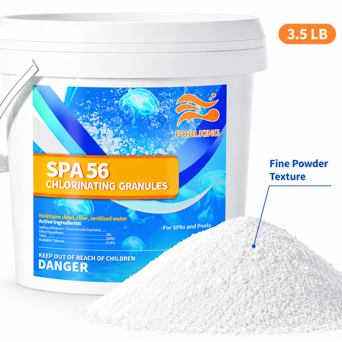 Quick Water Rescue: 3.5 LB Instant Chlorine Powder | Rapid Sanitizer for Emergency Disinfection of Pools, Spas, and Ornamental Ponds