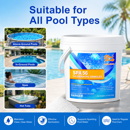 Quick Water Rescue: 3.5 LB Instant Chlorine Powder | Rapid Sanitizer for Emergency Disinfection of Pools, Spas, and Ornamental Ponds