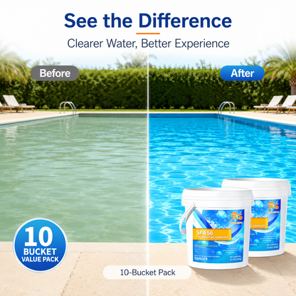 Bulk Pool Chlorine Powder 55 LB - 10 Pack of 5.5 lb Fast-Dissolving Shock, Sanitizer & Water Clarifier for Large Inground/Above Ground Pools & Spas