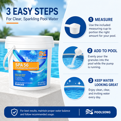 Bulk Pool Chlorine Powder 55 LB - 10 Pack of 5.5 lb Fast-Dissolving Shock, Sanitizer & Water Clarifier for Large Inground/Above Ground Pools & Spas