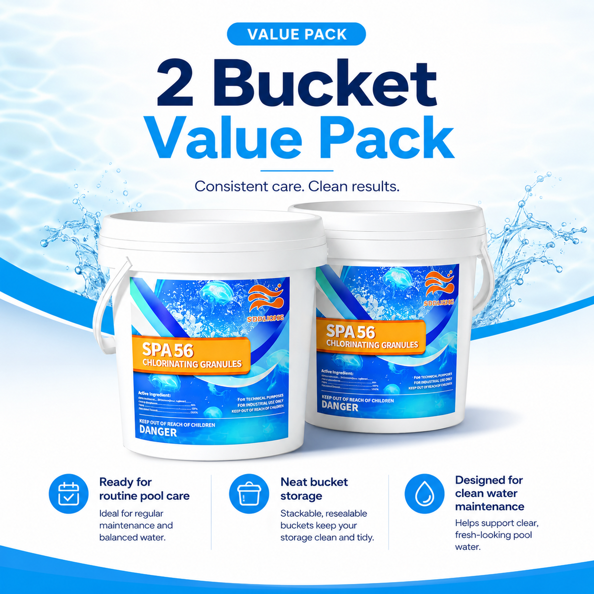 11LB Total Quick-Clean Bundle: 2-Pack Fast-Acting Chlorine Powder (5.5 lb) | Shock, Sanitize & Clarify for Sparkling Water in Inground & Above Ground Pools