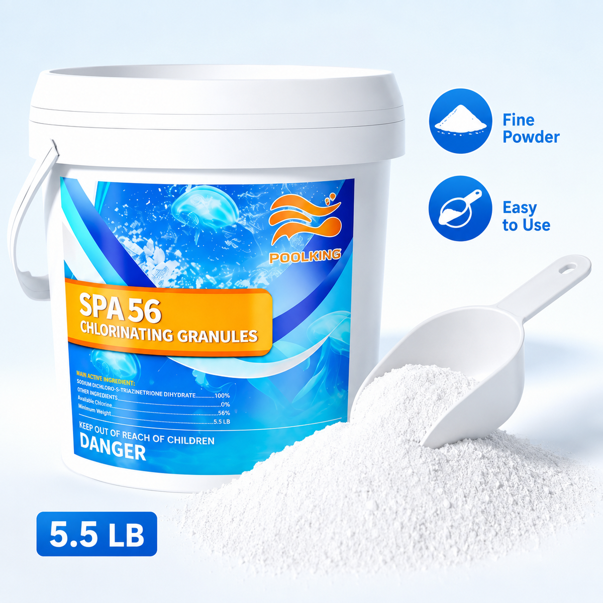 Quick Water Rescue: 4-Pack Fast-Acting Chlorine Powder (5.5 lb Bags) | Shock Treatment to Rapidly Clear Cloudy Water & Restore Sanitation in Any Pool