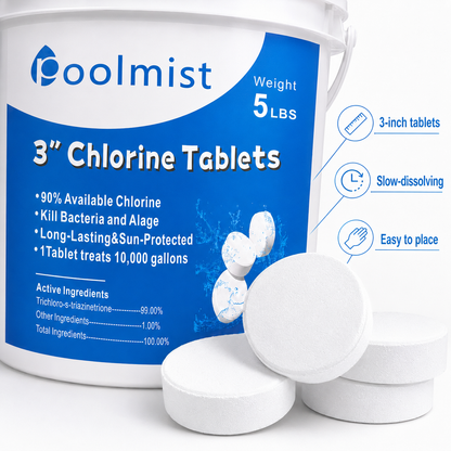 5-lb 3-Inch Stabilized Chlorine Tablets (1 Pack) | Slow-Dissolving Long-Lasting Algae Control | Pool Maintenance | Crystal Clear Water | Inground & Above Ground Pools
