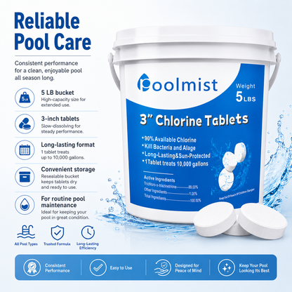 5-lb 3-Inch Stabilized Chlorine Tablets (1 Pack) | Slow-Dissolving Long-Lasting Algae Control | Pool Maintenance | Crystal Clear Water | Inground & Above Ground Pools