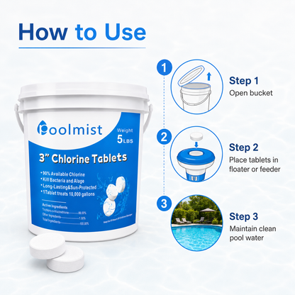5-lb 3-Inch Stabilized Chlorine Tablets (1 Pack) | Slow-Dissolving Long-Lasting Algae Control | Pool Maintenance | Crystal Clear Water | Inground & Above Ground Pools