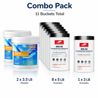 Fast-Dissolving Chlorine Powder Combo (2×3.5 lbs + 8×5 lbs + 1×3 lbs Buckets, 50 lbs Extra Large Total) | Algae & Bacteria Control | Pool/Spa/Fish Pond | Inground & Above Ground Pools