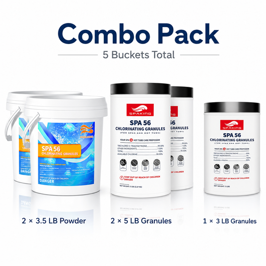 [Value Sterilization Kit] Fast-Dissolving Chlorine Powder Combo (2×3.5 lbs + 2×5 lbs + 1×3 lbs Buckets, 20 lbs Total) | Algae & Bacteria Control | Professional Pool/SPA/Fish Pond Sanitizer | Inground & Above Ground Pools