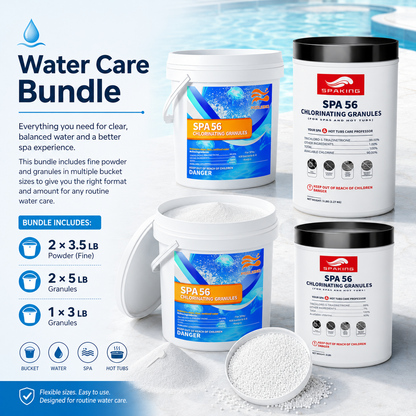 [Value Sterilization Kit] Fast-Dissolving Chlorine Powder Combo (2×3.5 lbs + 2×5 lbs + 1×3 lbs Buckets, 20 lbs Total) | Algae & Bacteria Control | Professional Pool/SPA/Fish Pond Sanitizer | Inground & Above Ground Pools