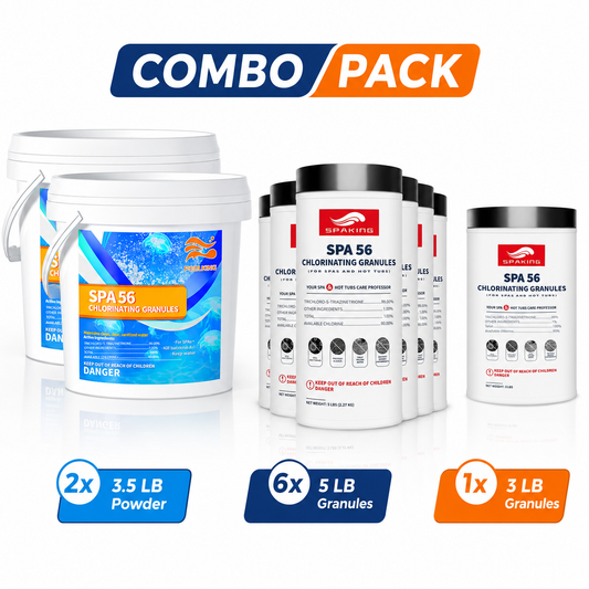 Fast-Dissolving Chlorine Powder Combo (2×3.5 lbs + 6×5 lbs + 1×3 lbs Buckets, 40 lbs Total) | Algae & Bacteria Control | Pool/SPA/Fish Pond | Inground & Above Ground Pools