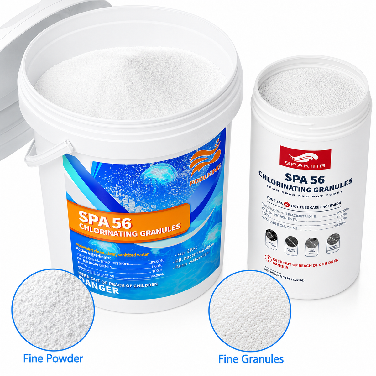 Fast-Dissolving Chlorine Powder Combo (2×3.5 lbs + 6×5 lbs + 1×3 lbs Buckets, 40 lbs Total) | Algae & Bacteria Control | Pool/SPA/Fish Pond | Inground & Above Ground Pools