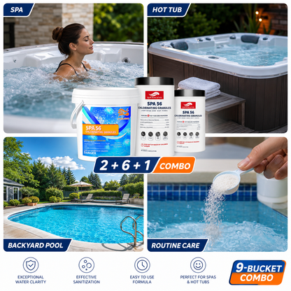 Fast-Dissolving Chlorine Powder Combo (2×3.5 lbs + 6×5 lbs + 1×3 lbs Buckets, 40 lbs Total) | Algae & Bacteria Control | Pool/SPA/Fish Pond | Inground & Above Ground Pools