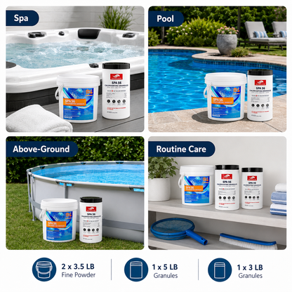 [Professional Disinfection Kit] Chlorine Powder Combo (2×3.5 lbs + 1×5 lbs + 1×3 lbs Buckets, 15 lbs Total) | Pool/Spa/Fish Pond Multi-Purpose Sanitizer