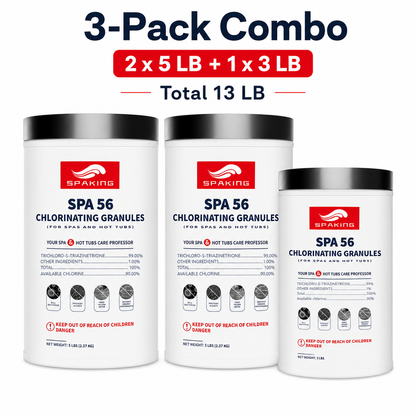 Pool Shock Chlorine Powder Bundle - 1x3LB + 2x5LB Buckets (13LB Total) | Pool Water Treatment & Sanitation