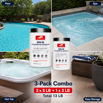 Pool Shock Chlorine Powder Bundle - 1x3LB + 2x5LB Buckets (13LB Total) | Pool Water Treatment & Sanitation